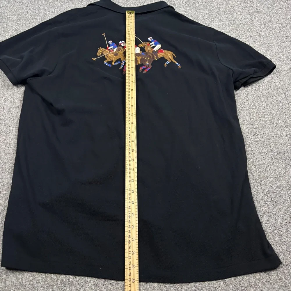 Polo Ralph Lauren Polo Shirt Mens XL Slim Fit Black Embroidered Big Triple Pony